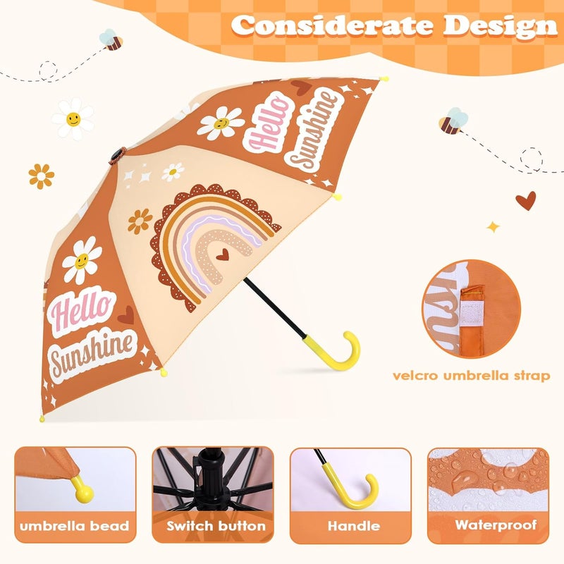 Decalsweet Kids Umbrella, Safety Windproof Umbrella with Easy-Grip Hook Handle for Toddler Girls and Boys - Image 4
